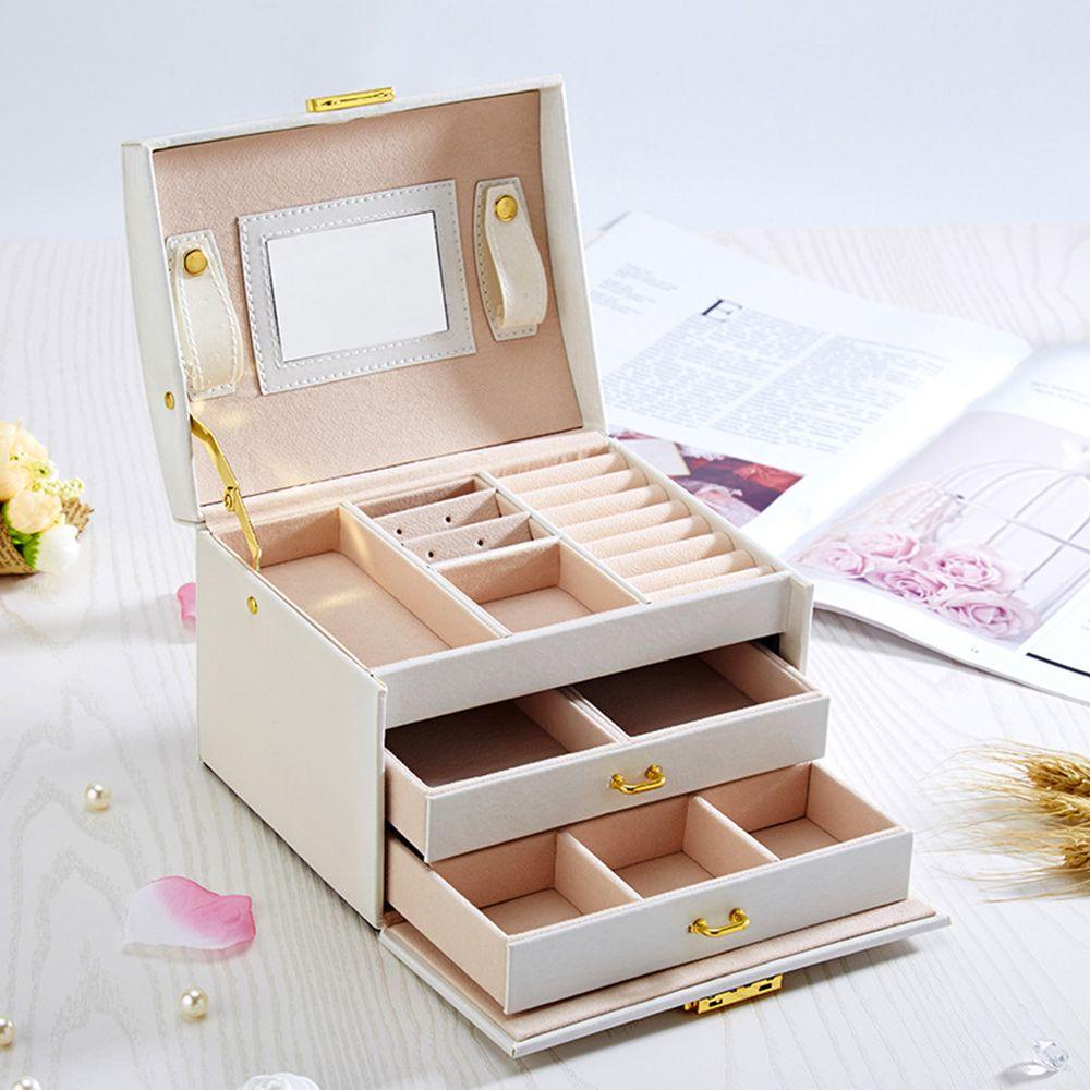 ANEMONE Khay Trưng Bày Nhẫn / Vòng Tay / Nhẫn 3 Tầng Bằng Da PU Đa Năng Phong Cách Vintage