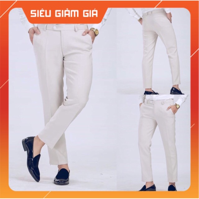Quần Âu Nam Màu Be Cao Cấp - Không Bai Xù - Chống Nhăn - Chất Co Giãn Nhẹ