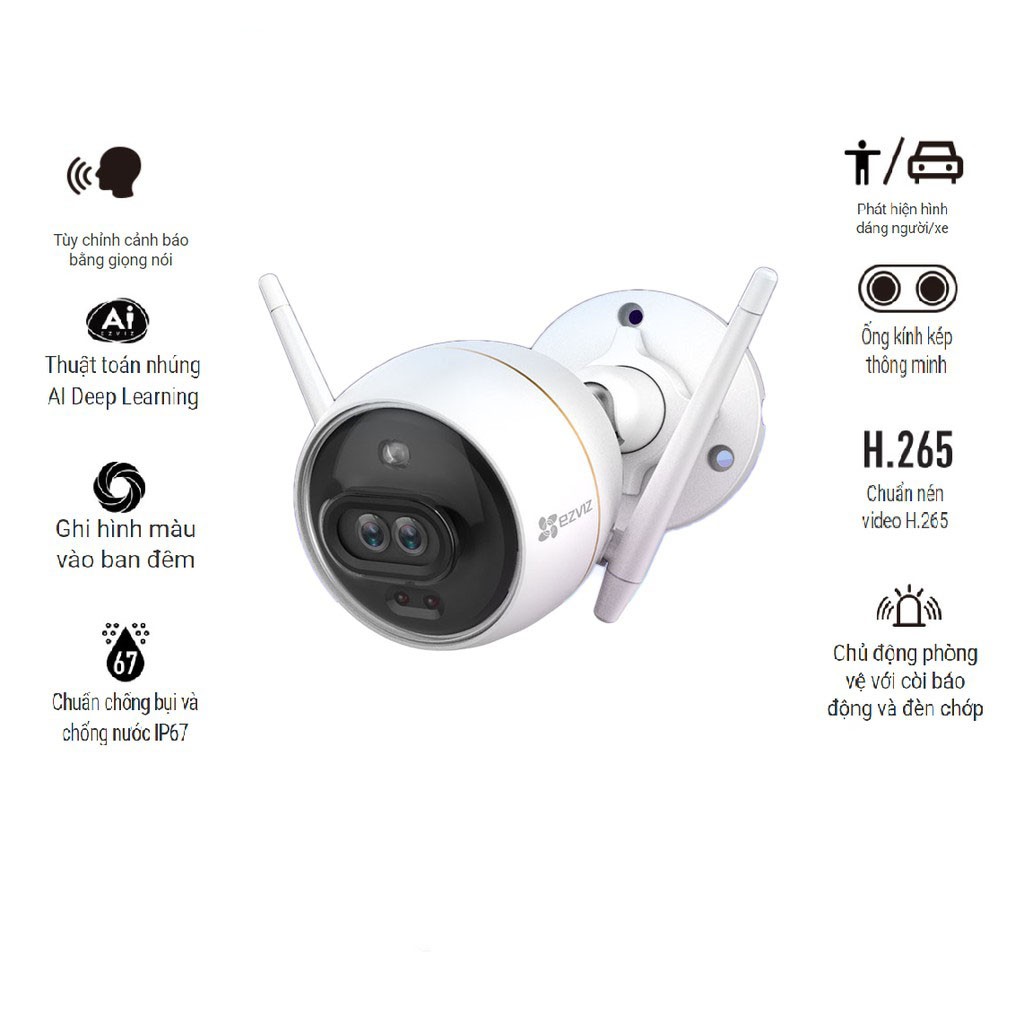 Camera EZVIZ C3X Wifi gắn ngoài trời - Tích hợp AI, còi hú và đèn chớp - Có màu ban đêm - Hàng Chính Hãng | BigBuy360 - bigbuy360.vn