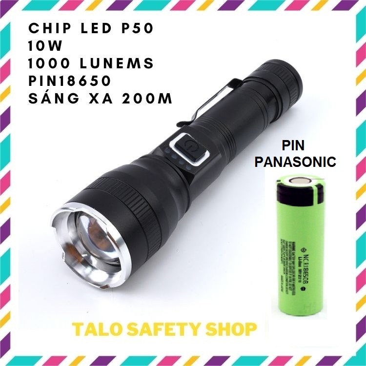 Đèn pin siêu sáng cầm tay mini chip led p50 s5 pin sạc18650