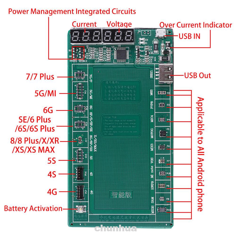 Battery Activation Board Professional Quick Charging Safe Smartphone Test Fixture USB For IPhone X XS Max