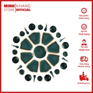 Bộ Bát Đĩa Sứ Màu Trắng [BẮC ÂU] [CAO CẤP] Sang Trọng, Viền Vàng 24K, Tặng 1 Bộ Đũa Hàn Quốc, Hàng Loại 1 Sáng Bóng