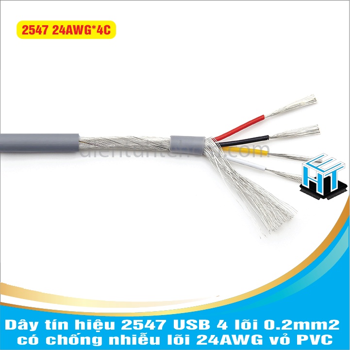 Dây tín hiệu 2547 USB 4 lõi 0.2mm2 có chống nhiễu lõi 24AWG vỏ PVC