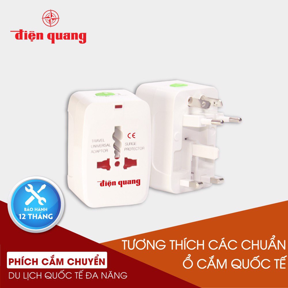 phích cắm điện tiện ích / Phích cắm du lịch (Adapter) đa năng - Điện Quang