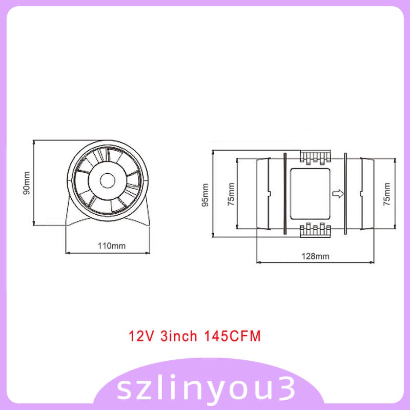 Quạt thông gió 3" 12V màu đen cho tàu thuyền | BigBuy360 - bigbuy360.vn