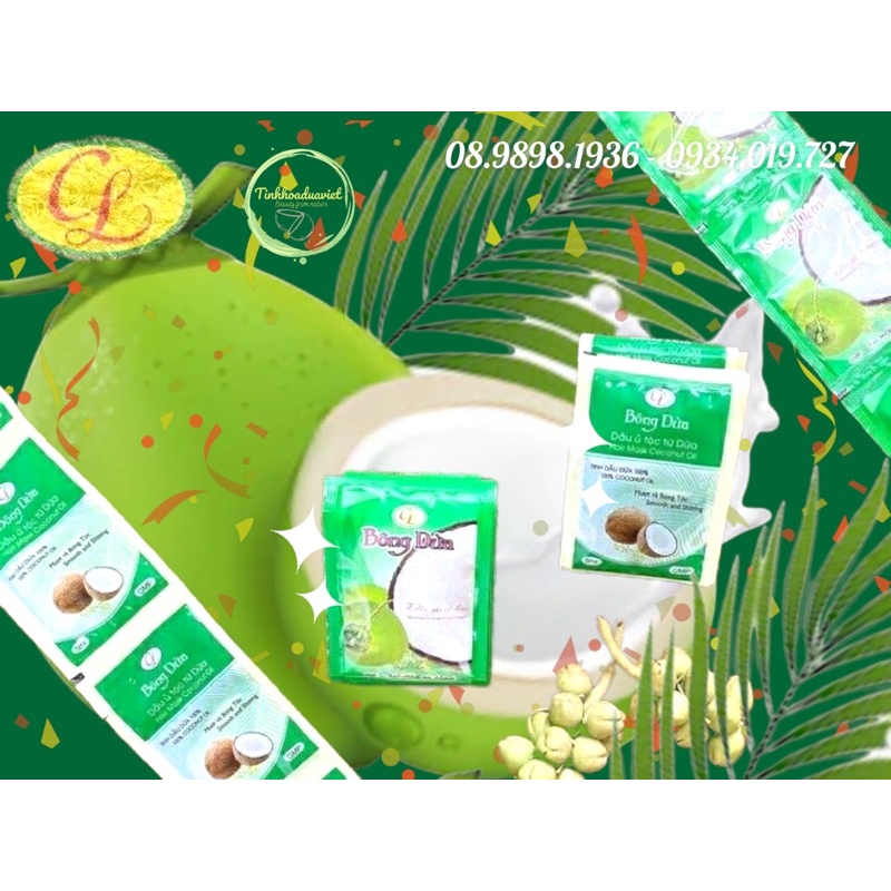 Set 10 gói (5ml/Dầu gội dừa Cửu Long giảm gàu, giảm rụng, mượt tóc.
