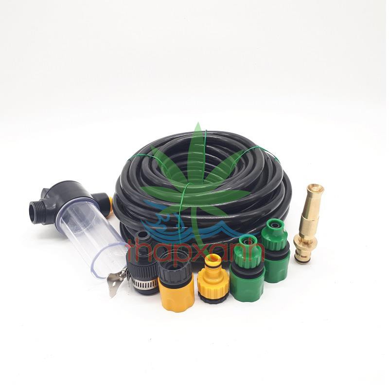 Bộ vòi xịt nước tưới cây, Rửa xe BTD-7203 vòi đồng VOI-6 kèm bình xà phòng + 15m dây