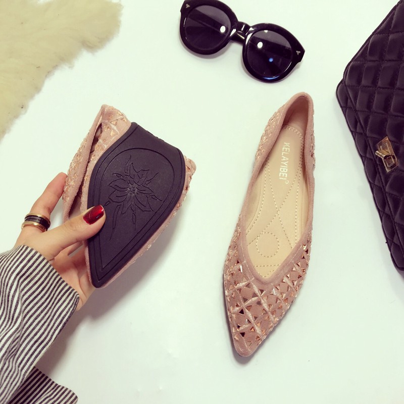 Giày Búp Bê Da Lộn Mũi Nhọn Đính Kim Sa Lấp Lánh Phong Cách Hàn Quốc | BigBuy360 - bigbuy360.vn