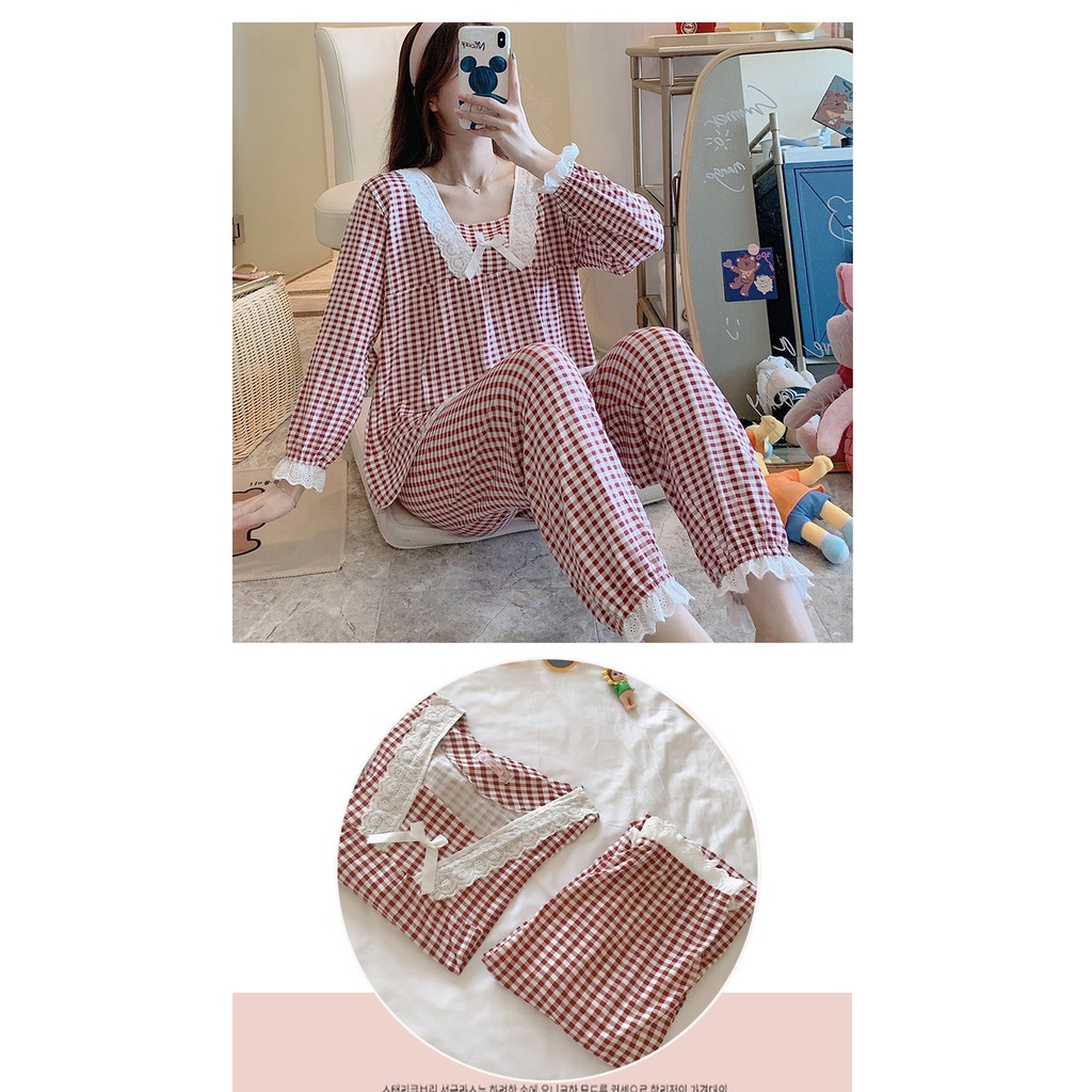 Bộ Đồ Ngủ Nữ Mặc Ở Nhà - Quần Áo Pijama Dài Tay Vải Cotton Co Giãn 4 Chiều Thu Đông Xuân Dễ Thương Ảnh Thật+Video BĐN15 | BigBuy360 - bigbuy360.vn