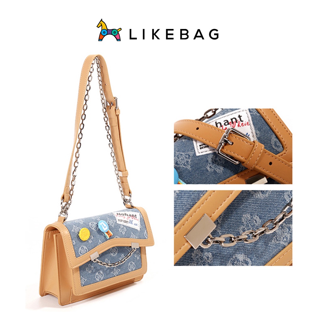 Túi đeo chéo nữ thời trang LIKEBAG gắn sticker dễ thương 223XK6248 - LIKEBAG