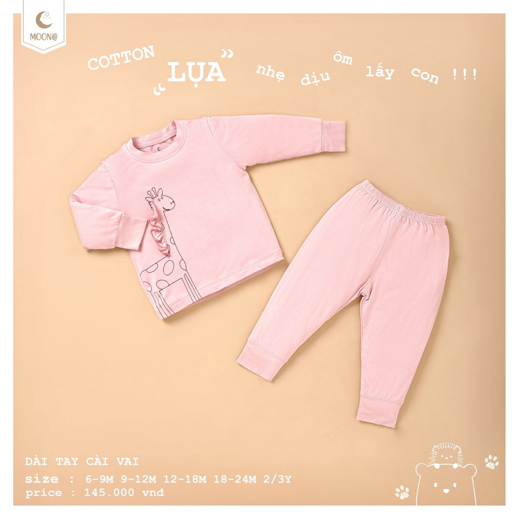 Moon@ quần áo trẻ em dài tay chất cotton lụa mềm mại cho bé trai bé gái màu đẹp
