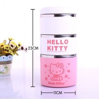 Hộp cơm giữ nhiệt 3 tầng hình Đoremon, Kitty