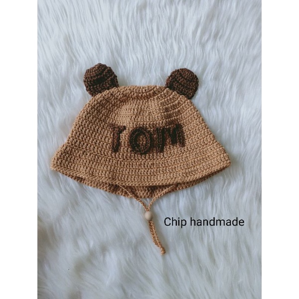 Nón gấu móc tay thủ công cho bé