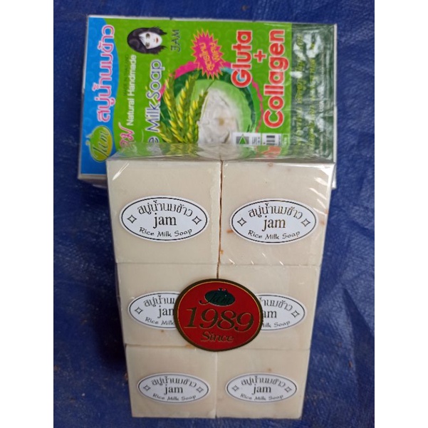 Xà Phòng Cám Gạo Thái Lan Xà Phòng Trắng Da Jam Rice Milk Soap Bánh Vuông 65gr và Bánh 100g