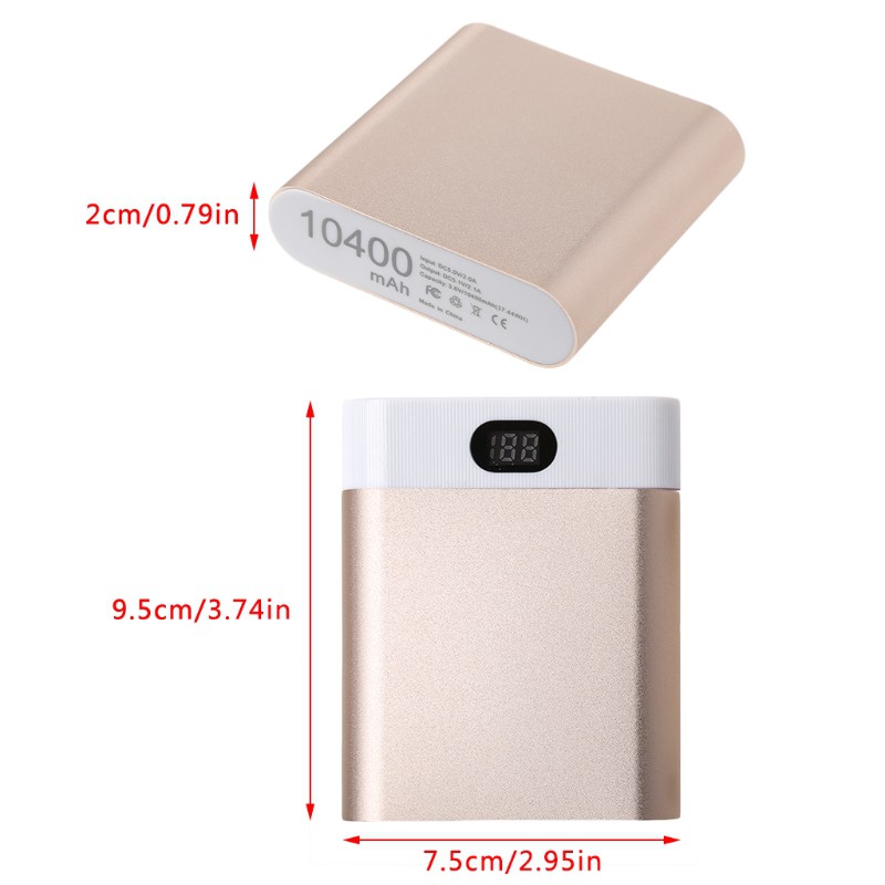 2 USB Ports 4x 18650 DIY Portable Battery Holder LCD Display Power Bank Case Box