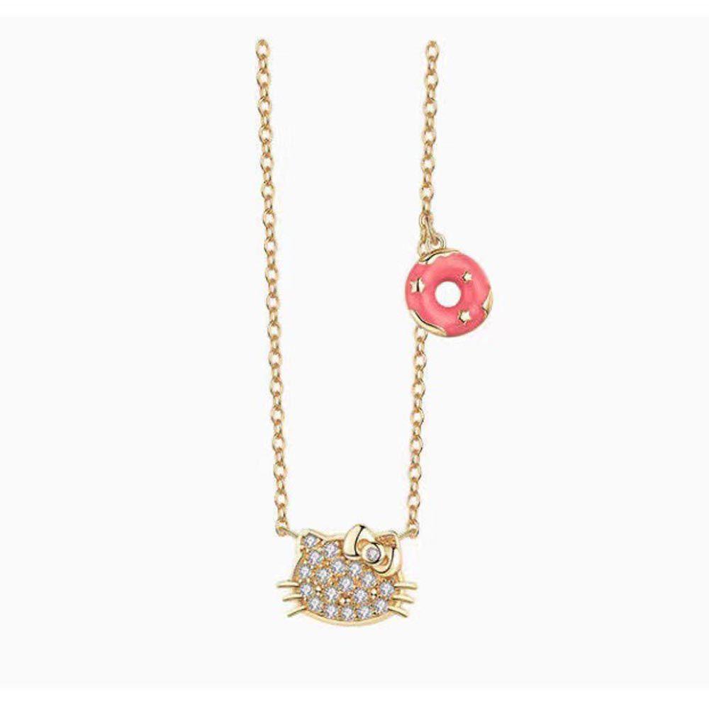Dây Chuyền Mặt Hình Bánh Donut / Trái Tim / Mèo Dễ Thương Phong Cách Vintage Hàn Quốc