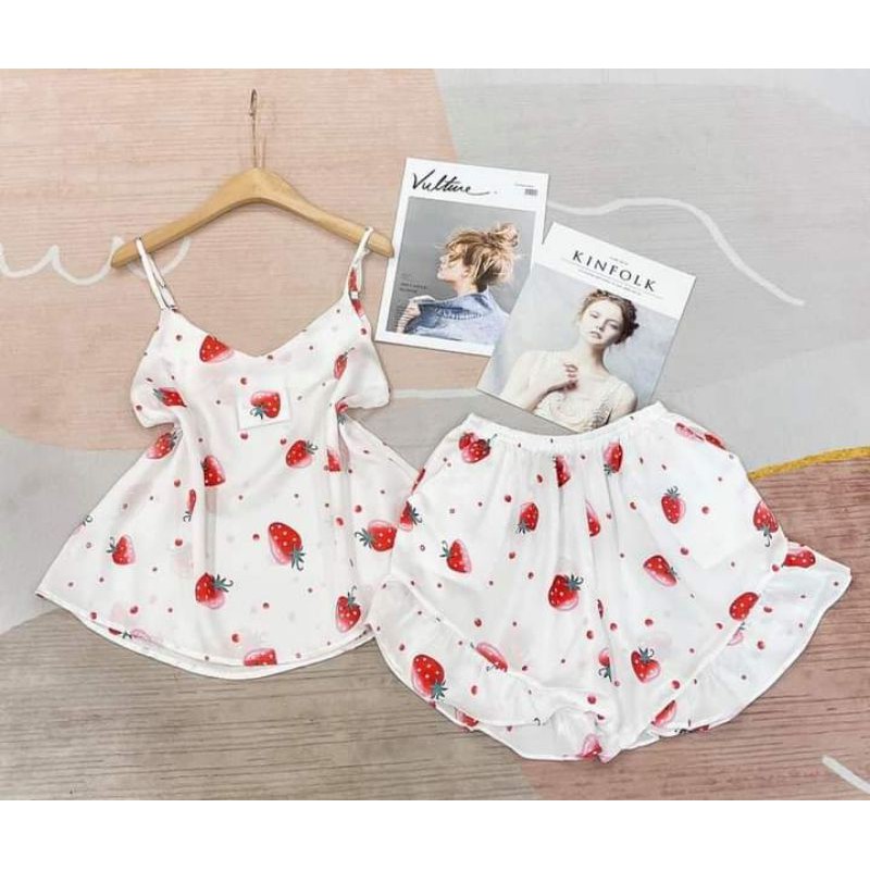 Bộ đồ ngủ 2 dây lụa satin cao cấp