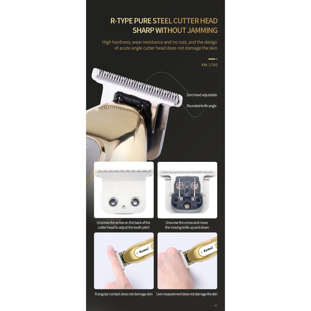Tông đơ KEMEI không dây cắt tóc chuyên nghiệp hiển thị LED