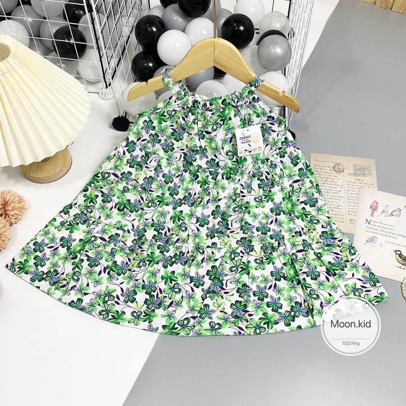 Váy đầm xoè lá xanh cho bé gái