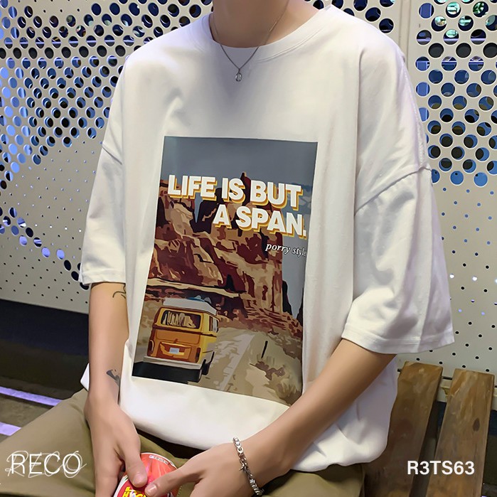 Áo thun, phông nam nữ Hàn Quốc cao cấp dáng rộng tay lỡ T-Shirt Loose R3TS63 Unisex