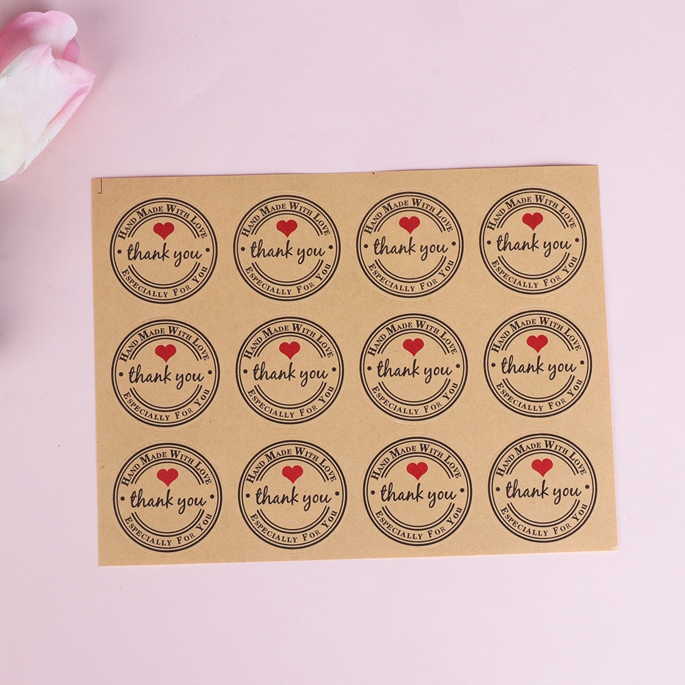 Bộ 12 sticker 3,5cm in chữ Thank you dễ thương để trang trí
