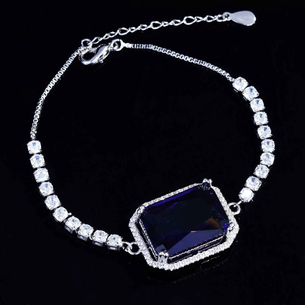 Vòng tay bạc S925 đính đá quý nhiều màu thời trang cho nữ