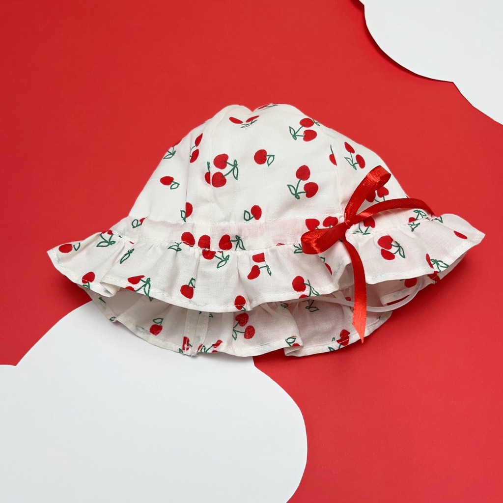 Mũ Nón vải sơ sinh thiết kế rộng vành mềm cho Bé Gái phong cách đáng yêu cotton tự nhiên thoáng khí, mềm mát PocoHome