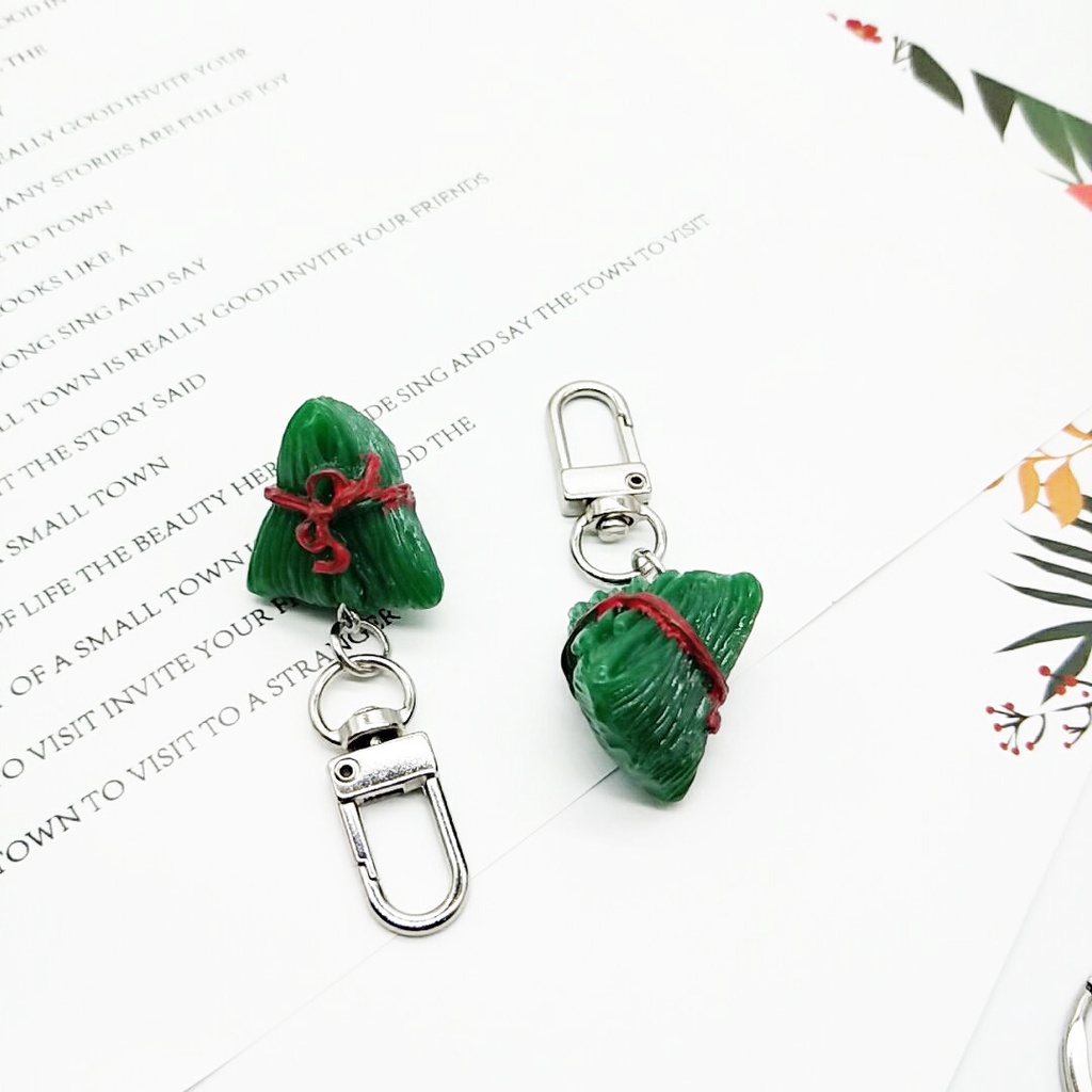 Móc Khóa Hình Bánh Pizza Zongzi Và Hạt Đậu Thiết Kế Sáng Tạo