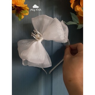 Sẵn hàng - Cài tóc vương miệng bé gái voan hàn siêu phồng