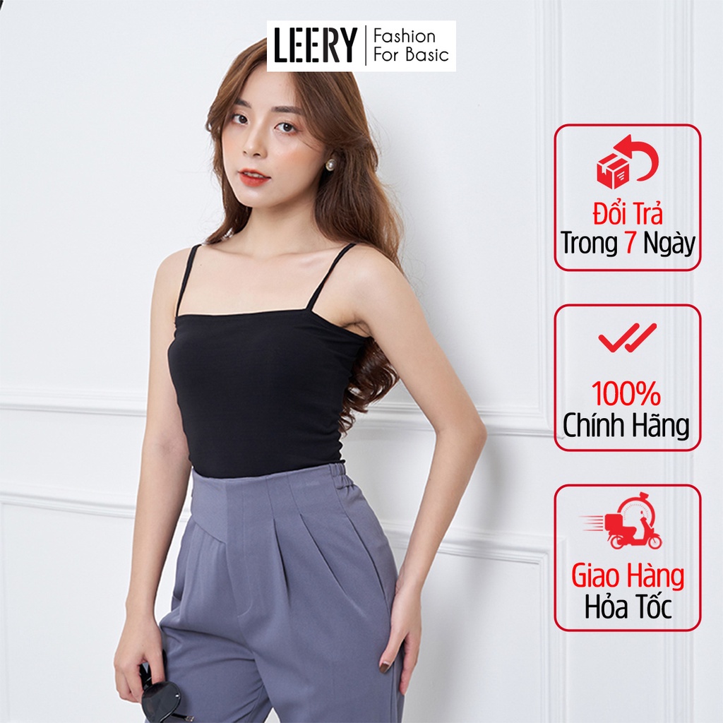 Áo hai dây LEERY chất cotton cao cấp màu đen trắng trơn dáng ôm sát không đệm co giãn tốt BRA-03