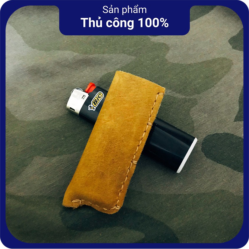 Bao da bật lửa bao da thật thủ công cho bật lửa BIC