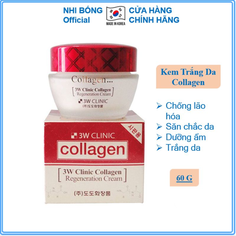 Kem dưỡng trắng da săn chắc chống lão hóa Collagen 3W Clinic Hàn Quốc 60g giúp da trắng sáng mềm mịn tự nhiên