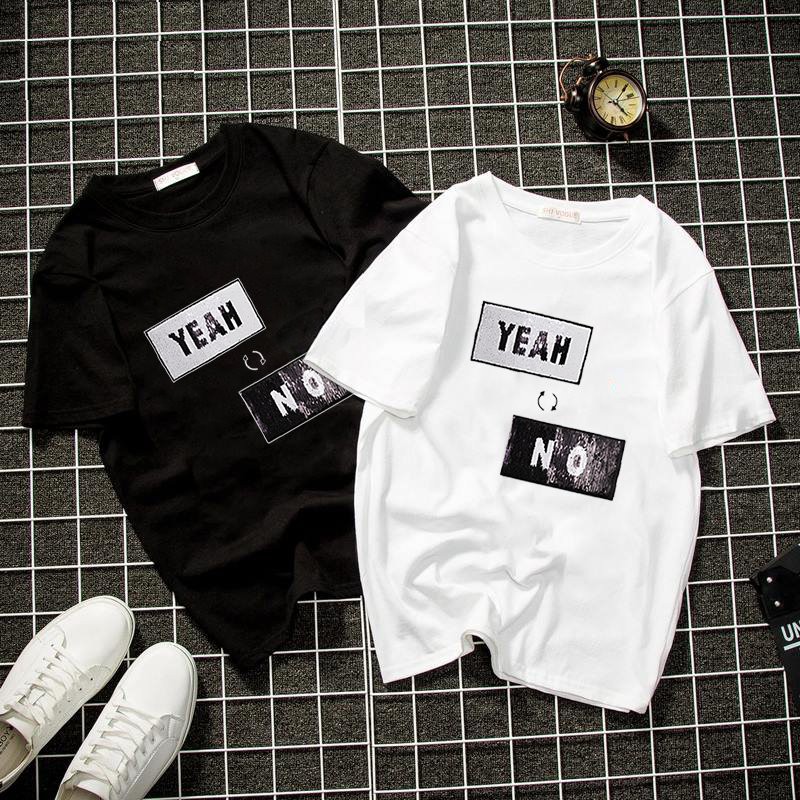 Áo thun nam nữ chữ kiểu yes no form rộng vải dày mịn 2020T2834