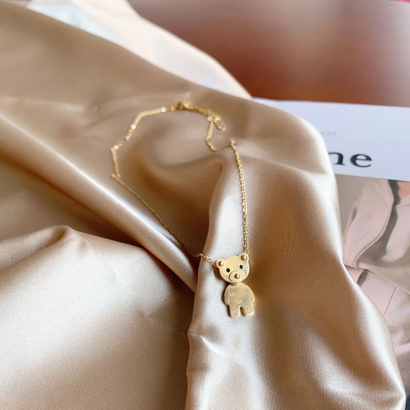 Vòng cổ Thép Titan Mặt Hình Gấu Teddy Xinh Xắn Dành Cho Nữ