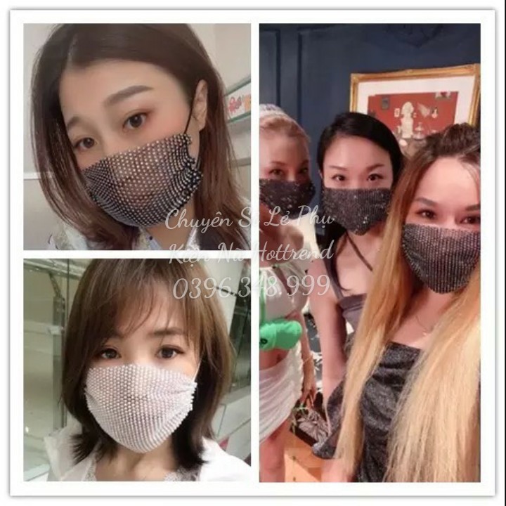 Khẩu Trang Đính Đá Lấp Lánh Cao Cấp Nhất Không Bai Dão | BigBuy360 - bigbuy360.vn