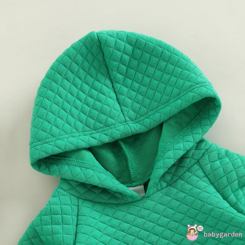 Bộ Áo Liền Quần Dài Tay Có Mũ Trùm Màu Trơn Phối Túi Trước Thời Trang Thu Đông Cho Bé Từ 0-24 Tháng Tuổi