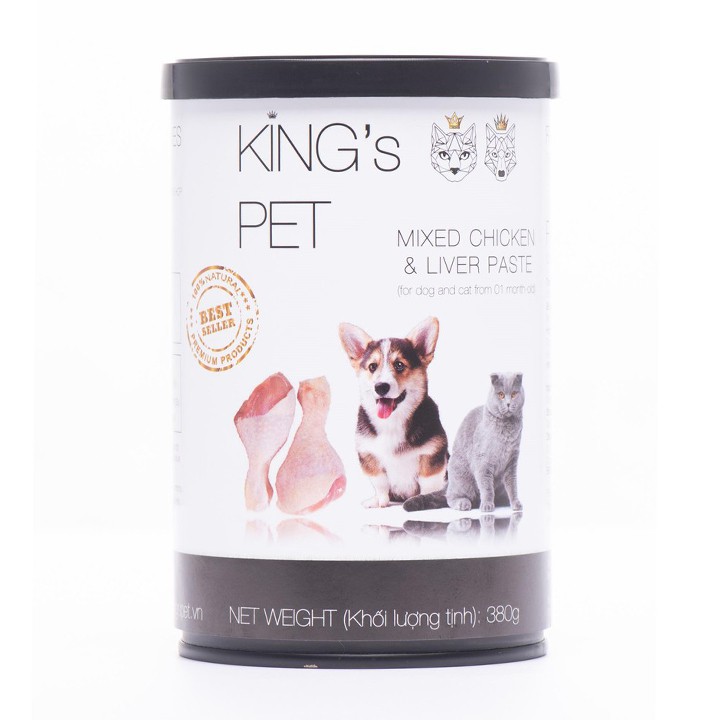 Thức ăn Pate cho chó mèo Kings Pet vị gà hộp 380gr