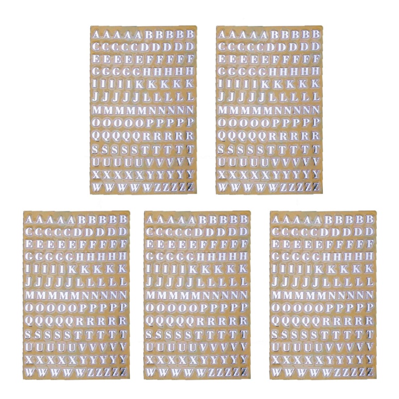 Bộ 5 Miếng Dán Chữ Cái 3mm Màu Vàng / Bạc Lấp Lánh