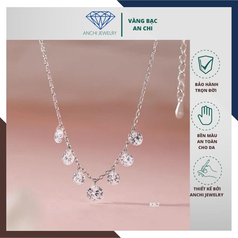 Dây chuyền mặt 7 viên đá nhỏ, chuẩn bạc ta sáng đẹp không xuống màu - An chi jewelry