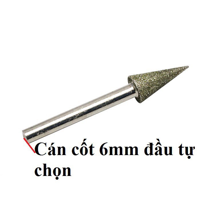 Đầu Mài kim Cương Mũi Nhọn Siêu Cứng Trục 6mm