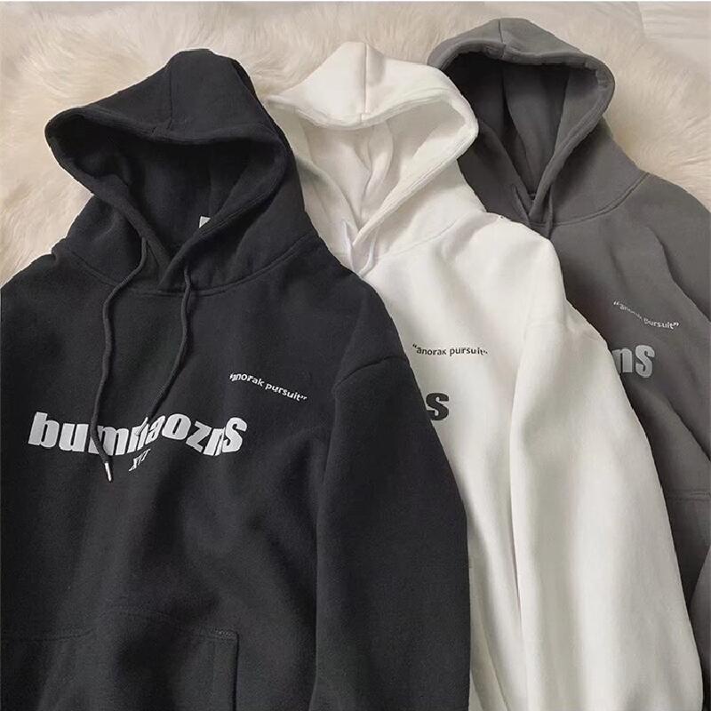 Áo hoodie dáng rộng in họa tiết chữ phong cách Nhật Bản thời trang cho nam và nữ cỡ M-5XL