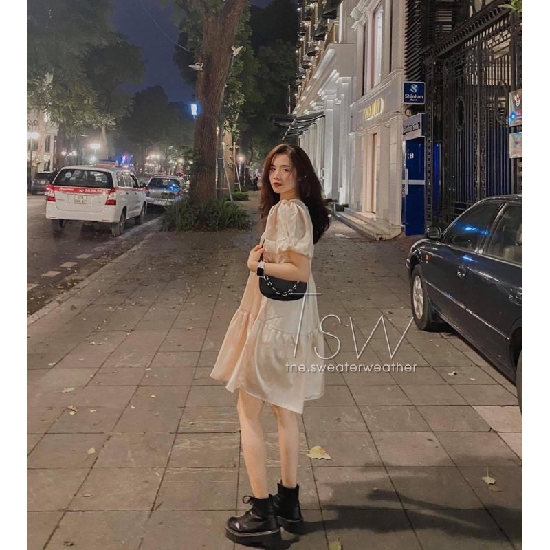 [Ảnh thật/Video]Váy babydoll cộc tay ba tầng chất lụa Hàn Váy thiết kế Hàn Quốc | BigBuy360 - bigbuy360.vn