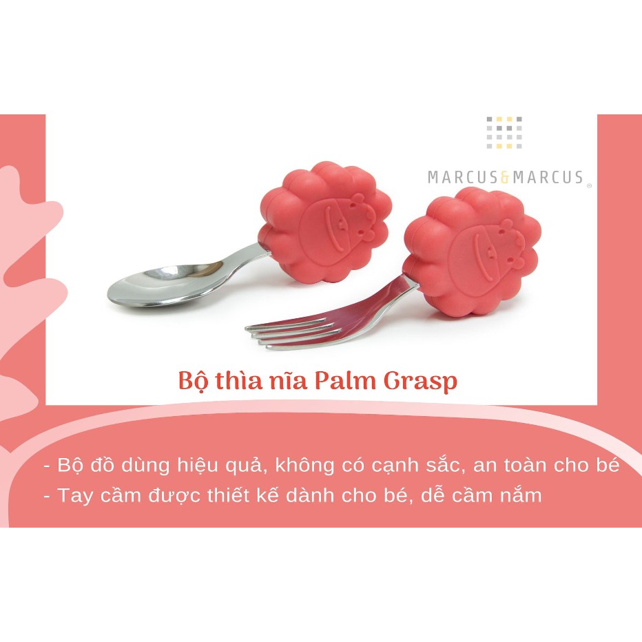 [Mã BMBAU50 giảm 7% đơn 99K] Bộ thìa nĩa tập ăn cho bé Palm Grasp Marcus &amp; Marcus, từ 18 tháng - Marcus