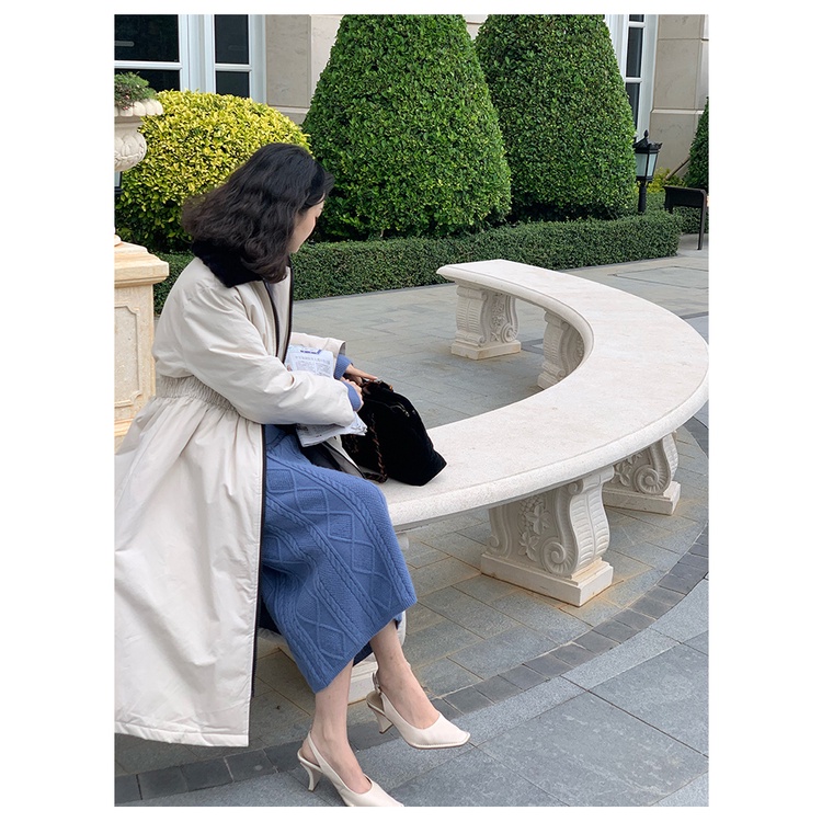 Set Áo Khoác Len + Chân Váy Dệt Kim Phong Cách Hong Kong Cho Nữ