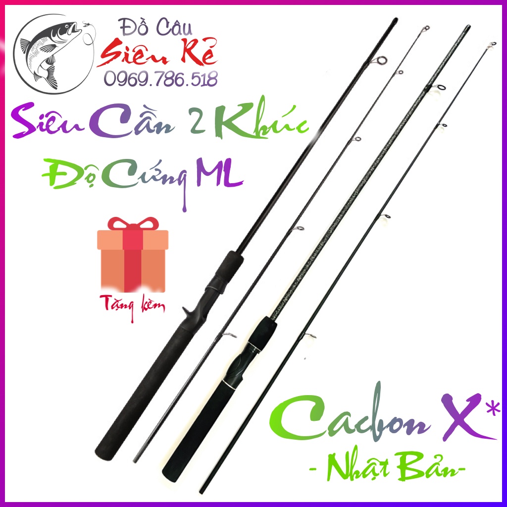Cần câu LURE Máy Đứng 2 KHÚC 1m8 ☆ ĐỘ CỨNG ML ✓ Hàng CỰC TỐT - SIÊU NHẸ - RẺ - BỀN - Chất Carbon Xịn ✓