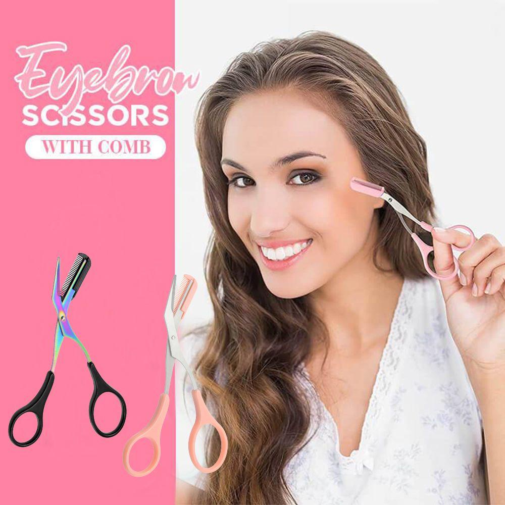 Bộ 2 / 4 / 6 Kéo Cắt Tỉa Lông Mày 11 Màu Tùy Chọn Kèm Lược Tiện Dụng