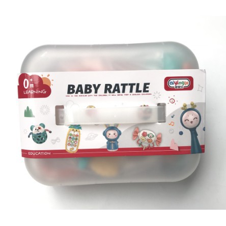 Bộ đồ chơi gặm nướu kèm xúc xắc 10 món chính hãng  BABY RATTLES cho bé trẻ sơ sinh an toàn nghộ nghĩnh đáng yêu DC10