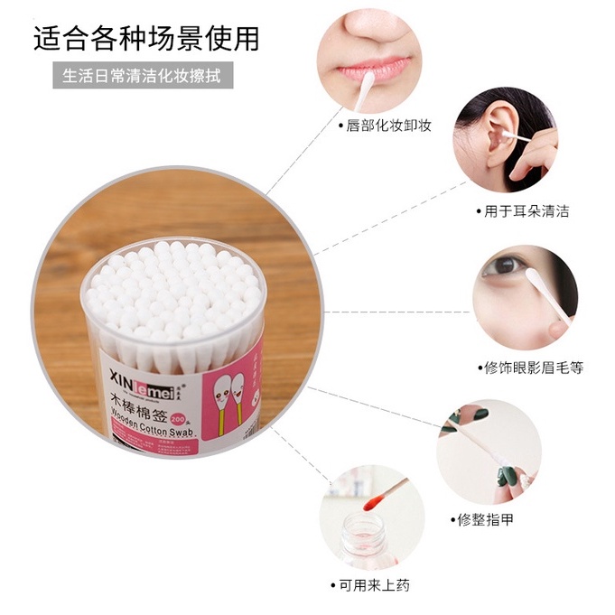 Túi 100 Tăm Bông Hai Đầu Dùng Một Lần Tiện Lợi