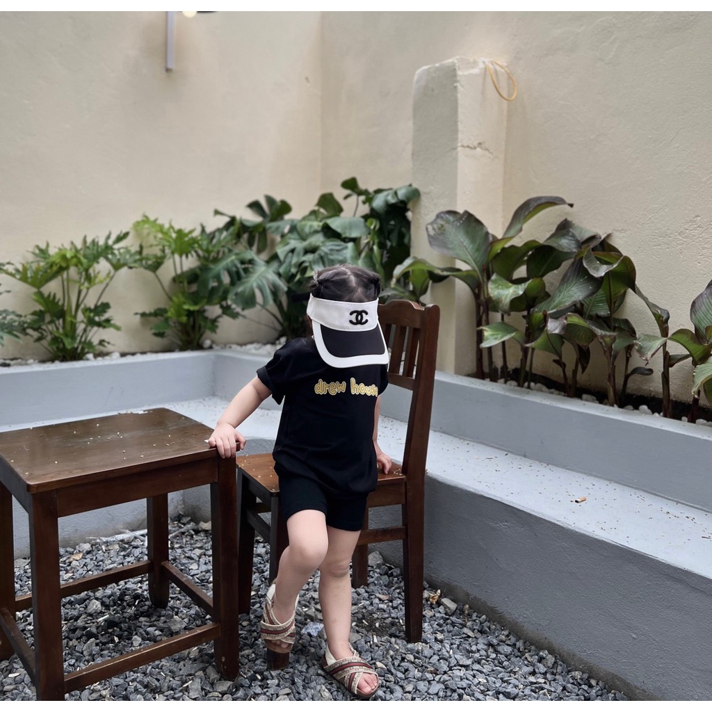 Áo thun tay lỡ Drew joy tee cho bé , áo phông cotton trẻ em unisex , Kid_genZ