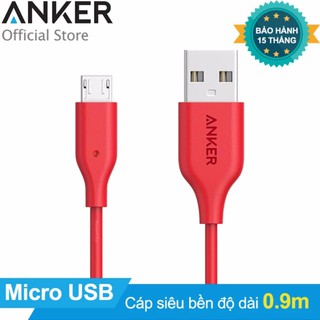 Cáp siêu bền ANKER PowerLine Micro USB (Đỏ) dài 0.9m 3ft , 1.8m 6ft